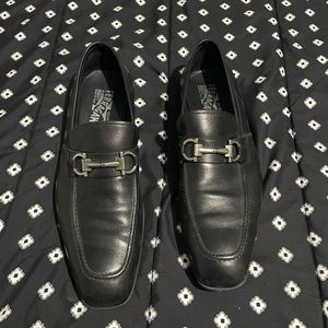 Mens Salvatore Ferragamo Black Leather Dress Shoes 10.5